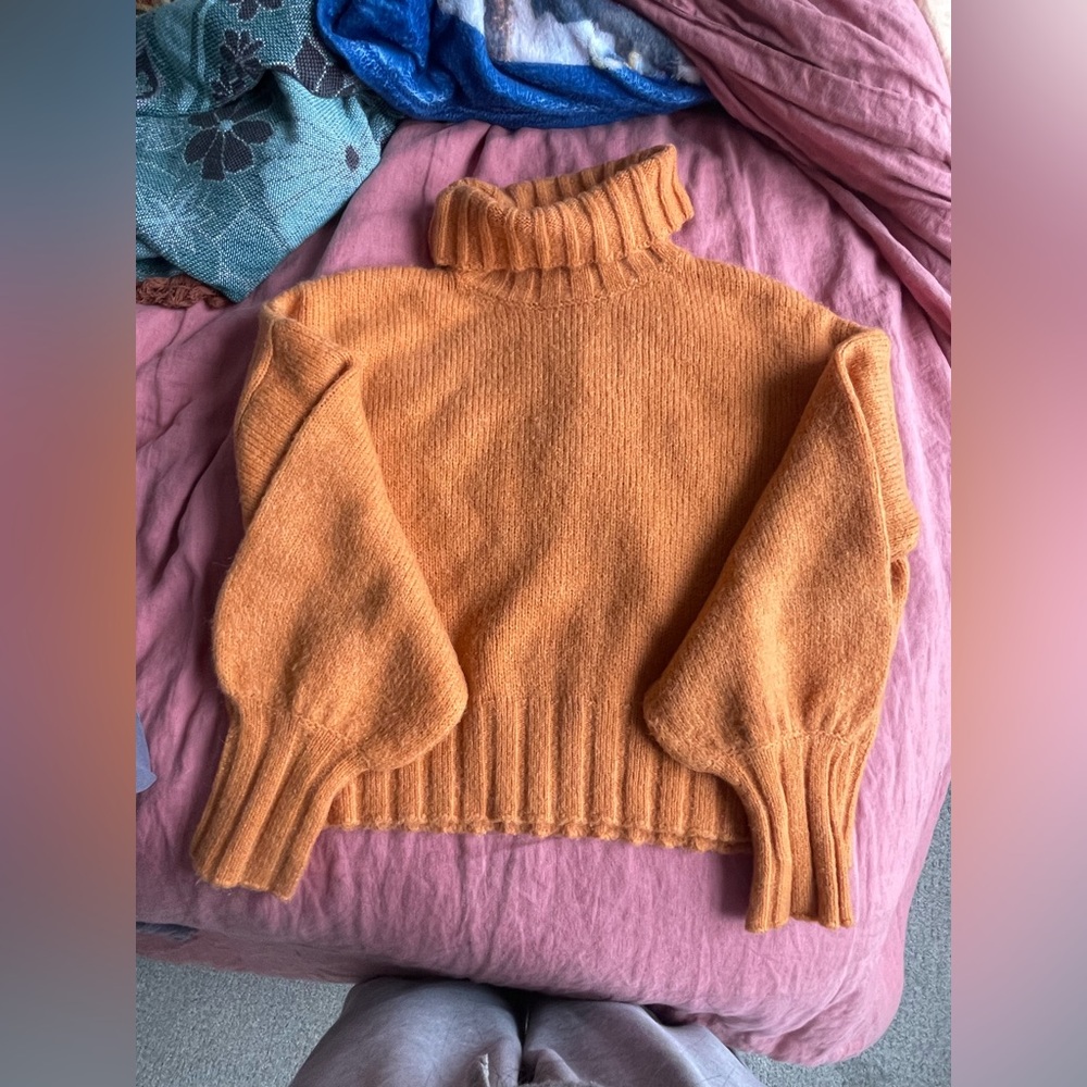 For Love & Lemons Dylan Turtleneck Sweater Orange